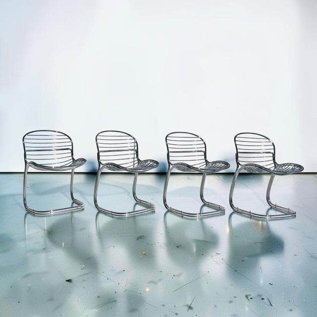 Mid-Century Italian Sabrina Chrome Chairs by Gastone Rinaldi for Rima, 1970s - Set of 4 For Sale In Miami - Image 6 of 14