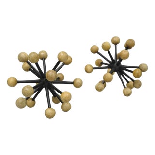 Contemporary Modern Wood & Metal "Jax" Abstract Table Decor - A Pair For Sale