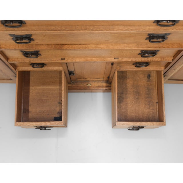 Large Arts & Crafts Cotswold School Oak Enclosed Chest of Drawers, 1906 For Sale - Image 16 of 18
