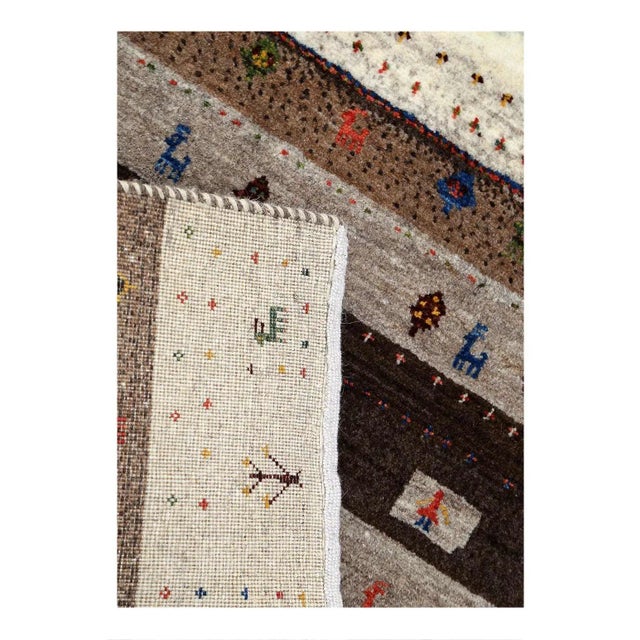 Pasargad Fine Hand Knotted Persian Gabbeh Rug For Sale - Image 4 of 4
