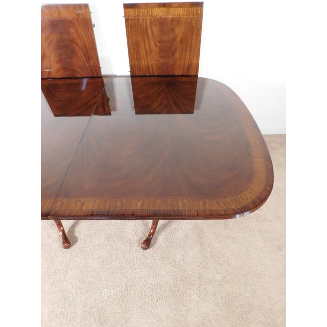 Drexel 18th Century Collection Ball & Claw Inlaid Banded Dining Table W Two Leaves For Sale - Image 17 of 17