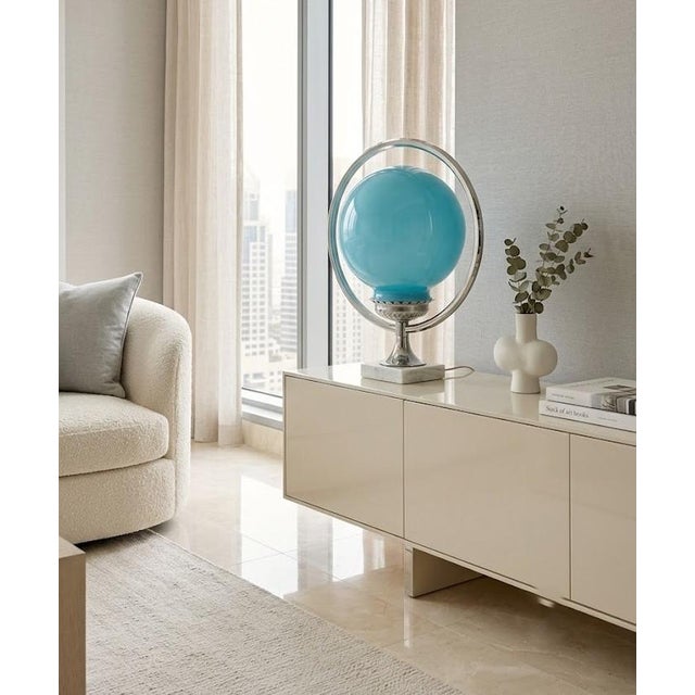 Sky Blue Vintage Art Deco/Space Age Lamp For Sale - Image 8 of 13