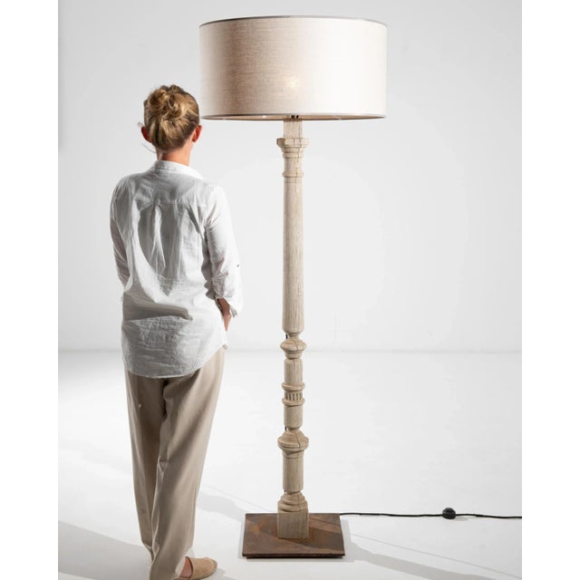 1900 - 1909 Antique French Bleached Oak Floor Lamp For Sale - Image 5 of 12