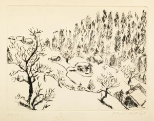 Landscape - Etching and Drypoint by Edmone A. Ades - Mid 20th Century Mid 20th Century
