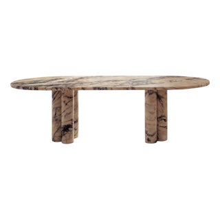 Viola Veined Violet Marble Oval Dining Table by My Habitat Design For Sale