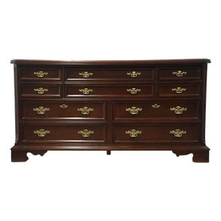 Bassett Furniture Eden House Collection Solid Cherry Traditional Style 66" Double Dresser 2083-0237 For Sale