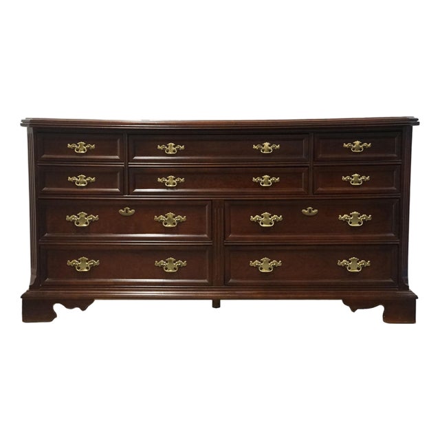 Bassett Furniture Eden House Collection Solid Cherry Traditional Style 66" Double Dresser 2083-0237 For Sale