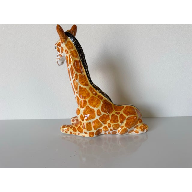 Mid-Century Modern Vintage Handmade and Hand-Painted Ceramic Giraffe Figurine For Sale - Image 3 of 11