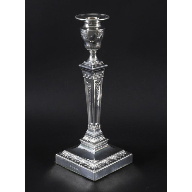 Antique Neoclassical Silver-Plated Candlesticks from Walker & Hall, 19th Century, Set of 2 For Sale - Image 13 of 15