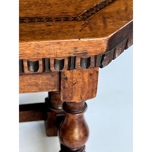 Pair Rustic Continental Baroque Style Octagonal Single-Drawer Side Tables For Sale - Image 11 of 13