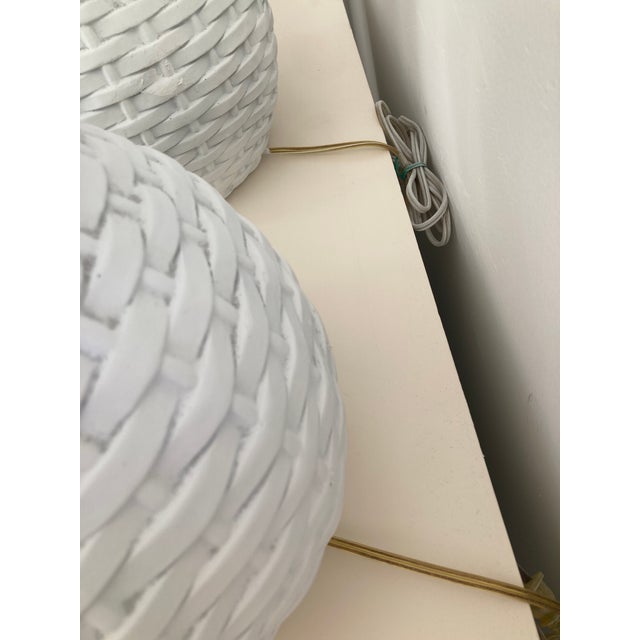 Plaster Basket Table Lamps in the Style of Serge Roche - A Pair For Sale - Image 9 of 14