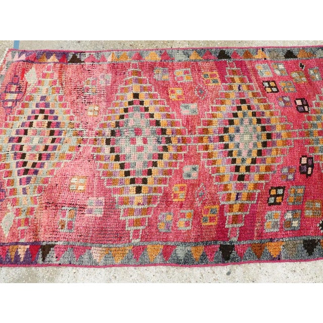 Textile Galerie Shabab Collection Mid-20th Century Turkish Colorful Oushak Runner With Tribal Design For Sale - Image 7 of 10