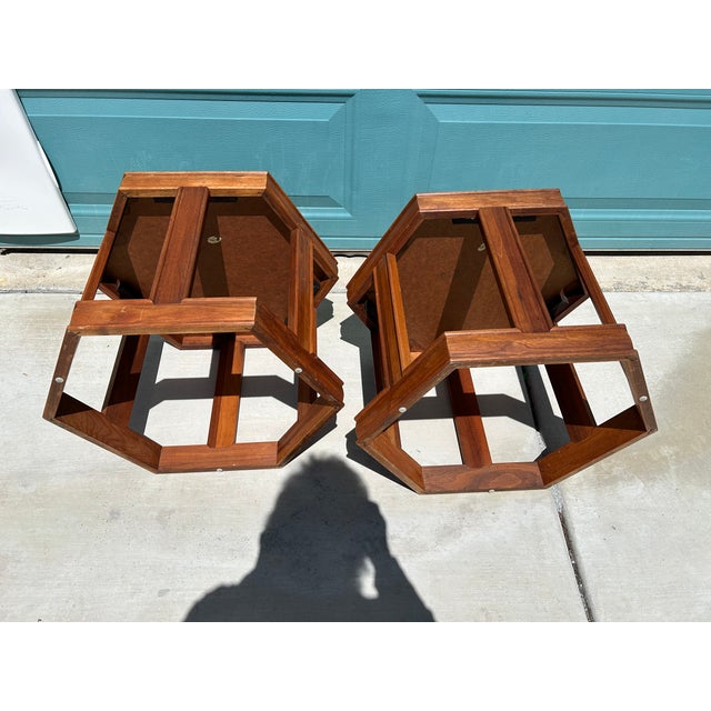 Mid 20th Century Vintage John Keal for Brown Saltman Hexagon Side Tables - A Pair For Sale - Image 5 of 12