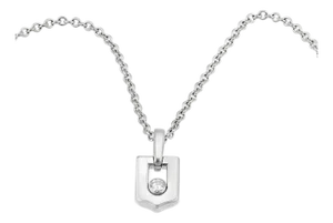 Cartier Diamond 18k White Gold Logo Pendant Necklace w/Paper