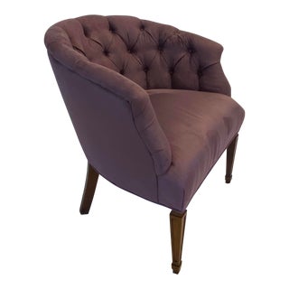 Mid-Century Modern Tufted Suede Club Chair For Sale