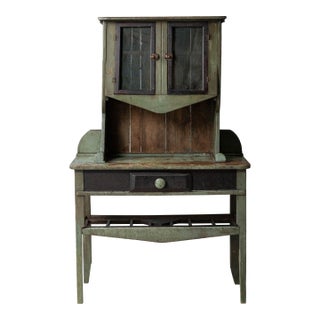 Painted Wood Folk Art Hutch For Sale