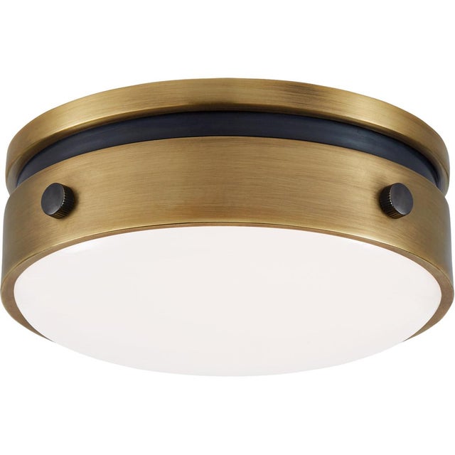 Hicks 5.5" Solitaire Flush Mount in Bronze and Hand-Rubbed Antique Brass with White Glass Designer: Thomas O'Brien...
