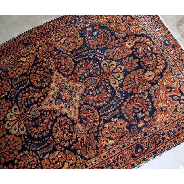 1920s Antique Handmade Persian Sarouk Rug For Sale - Image 4 of 8