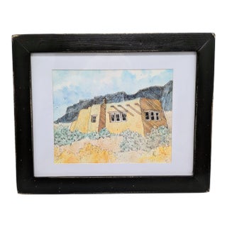 Original Pen and Ink on Watercolor Adobe No. 1 For Sale
