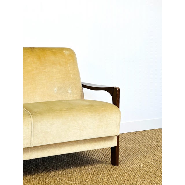 Vintage Scandinavian Velvet Convertible Sofa and Armchair, 1960s, Set of 2 For Sale - Image 11 of 18