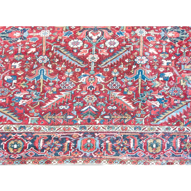 Red Early 20th Century Persian Heriz Rug For Sale - Image 8 of 14
