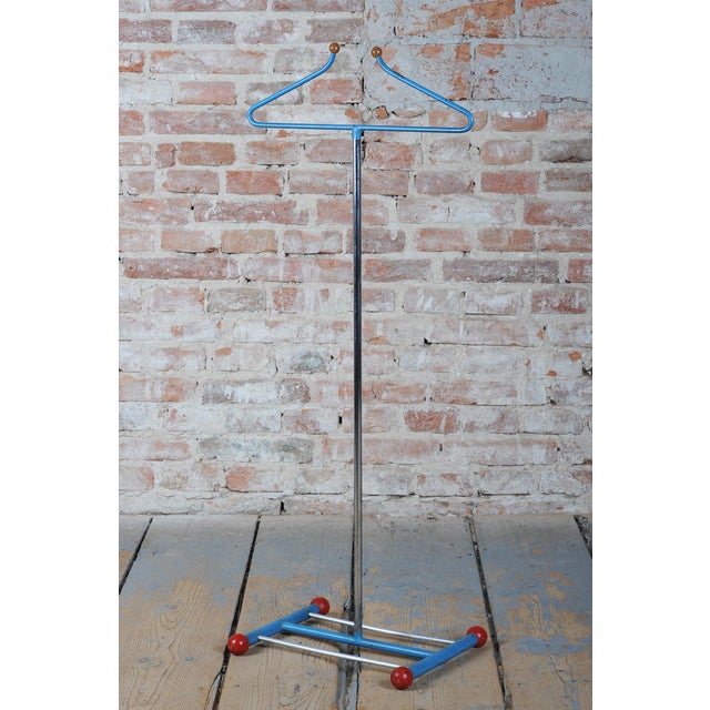 Blue Vintage Bauhaus Coat Rack in Chrome-Plated and Lacquered Steel, Czech, 1920s For Sale - Image 8 of 11