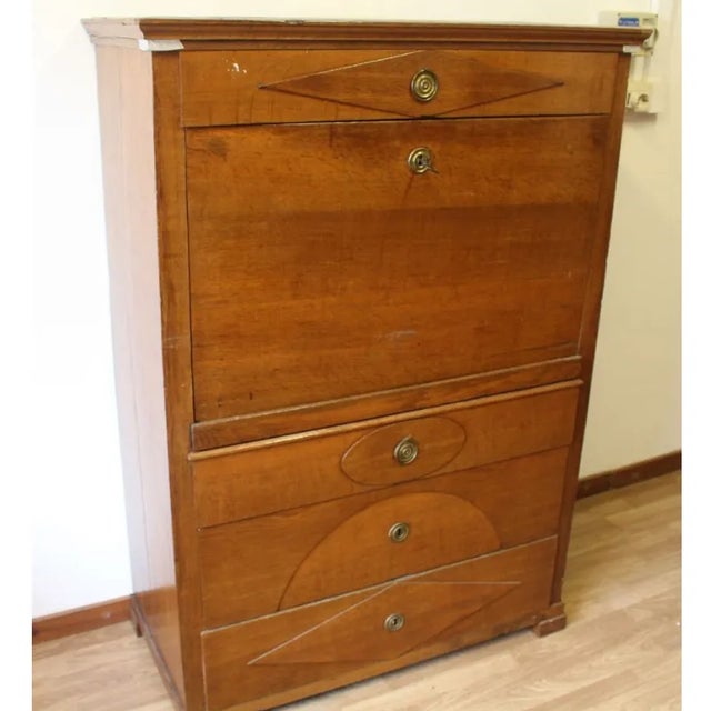 English Secretaire in Oak and Maple Burl, 1890s For Sale - Image 3 of 4
