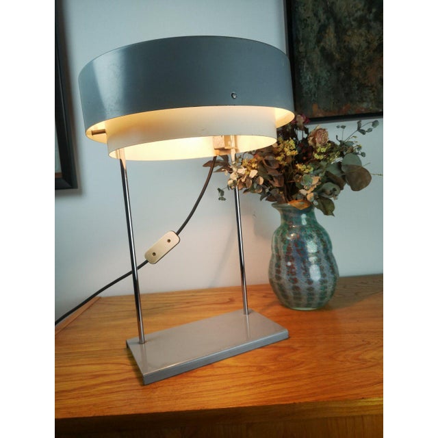 1960s Industrial Gray Table Lamp, 1980s For Sale - Image 5 of 8