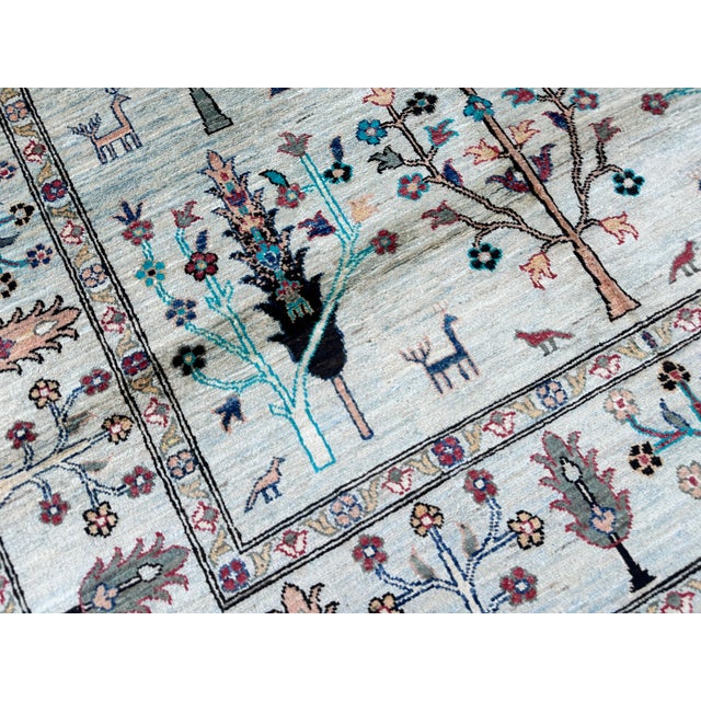 Afghan Pictorial Tree of Life Hand-Knotted Wool Rug - 7'11" X 5'6" For Sale - Image 4 of 14