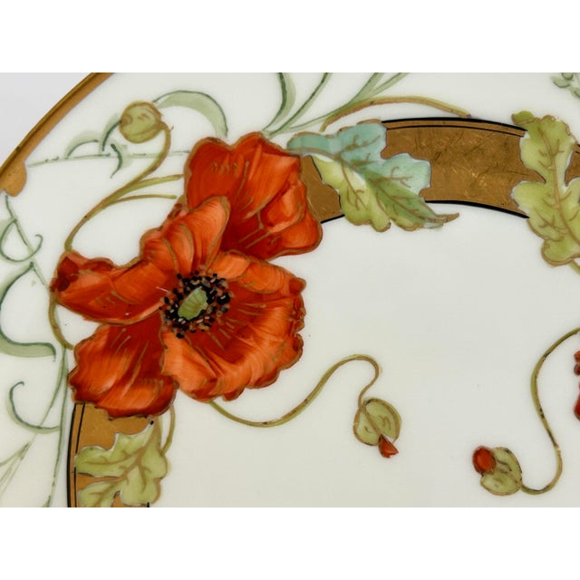 Antique Haviland Limoges Hand-Painted Poppy Plate — Pitkin & Brooks Chicago For Sale In Los Angeles - Image 6 of 10