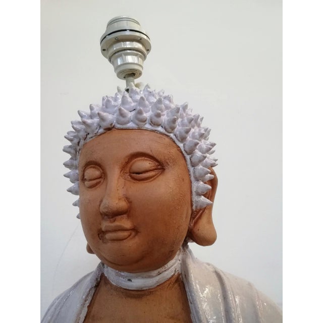 Large Ceramic Buddha Sculpture Lamp, 1970s For Sale - Image 13 of 18