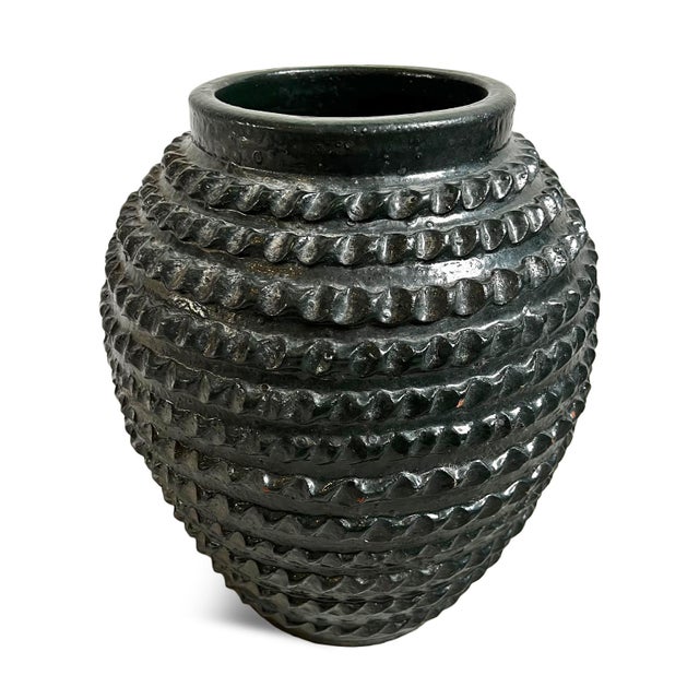 Asian Antique Antique Java Spruce Green Ceramic Vase For Sale - Image 3 of 6