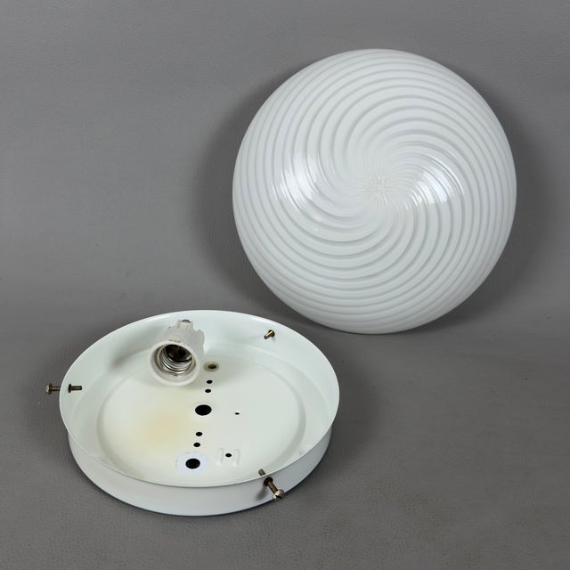 Glass Vintage Opal Spiral Ceiling Lamp in Murano Glass, 1970s For Sale - Image 7 of 11