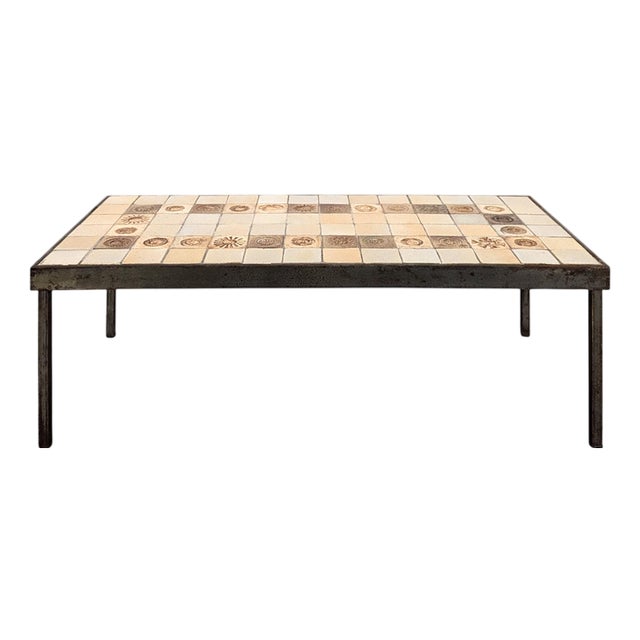 Coffee Table with Ceramic Tiles by Roger Capron For Sale