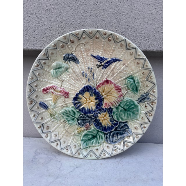 Late 19th Century Large Majolica Morning Glory Plate Wasmuel, Circa 1890 For Sale - Image 5 of 7