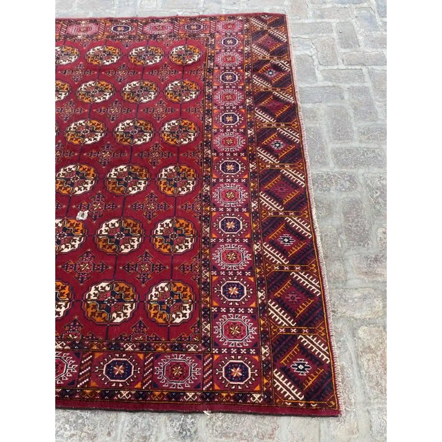Tribal Rich Gul Hand-Knotted Authentic Turkmen Tekke Rug - 6'11" X 10'11" For Sale - Image 3 of 12