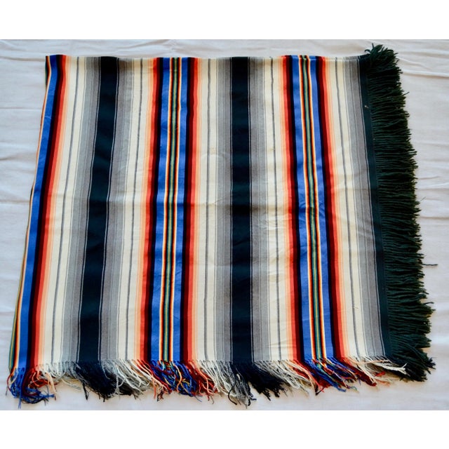 1910s 1910 Antique Black Striped Wool Throw Blanket - For Sale - Image 5 of 13