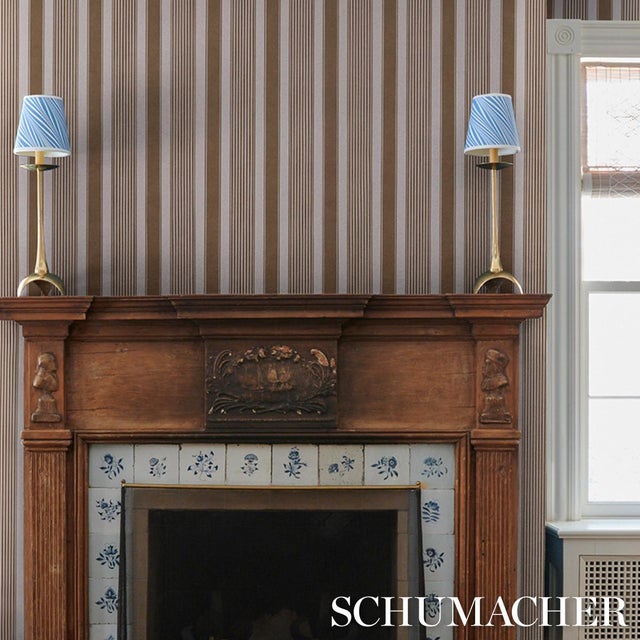 2020s Schumacher Summerville Stripe Wallcovering In Umber For Sale - Image 5 of 6