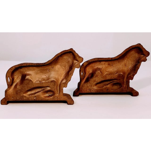 1920s Ac Williams Cast Iron Lion Bookends For Sale - Image 5 of 7