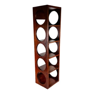 Modern Rosewood 5 Bottle Wine Holder Stand in Exotic Wood For Sale