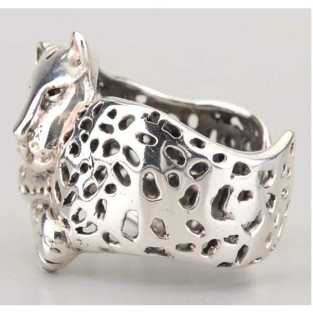Emilia Castillo Vintage Emilia Castillo Mexico Modernist Los Castillos Sterling Jaguar Cuff Bracelet For Sale - Image 4 of 7