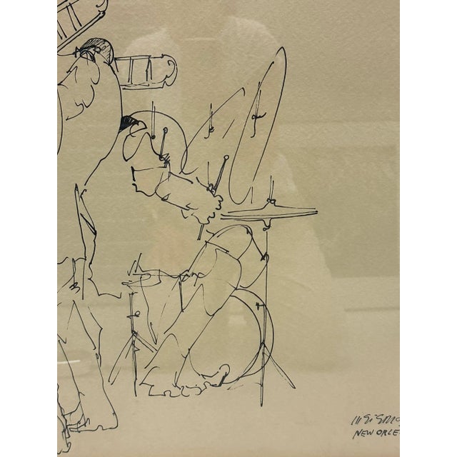 Drawing/Sketching Materials Vintage 1970's Original Leo Meiersdorf New Orleans Drawing, Framed For Sale - Image 7 of 11
