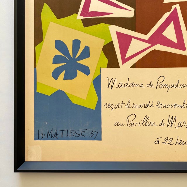 Henri Matisse Vintage 1951 Mourlot Fine Art Lithograph Print " Madame De Pompadour " Framed French Mid Century Modernist Paris Poster For Sale - Image 9 of 18