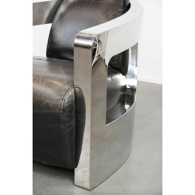 Leather Aviator Armchairs with Aluminum Frames, Set of 2 For Sale - Image 12 of 17