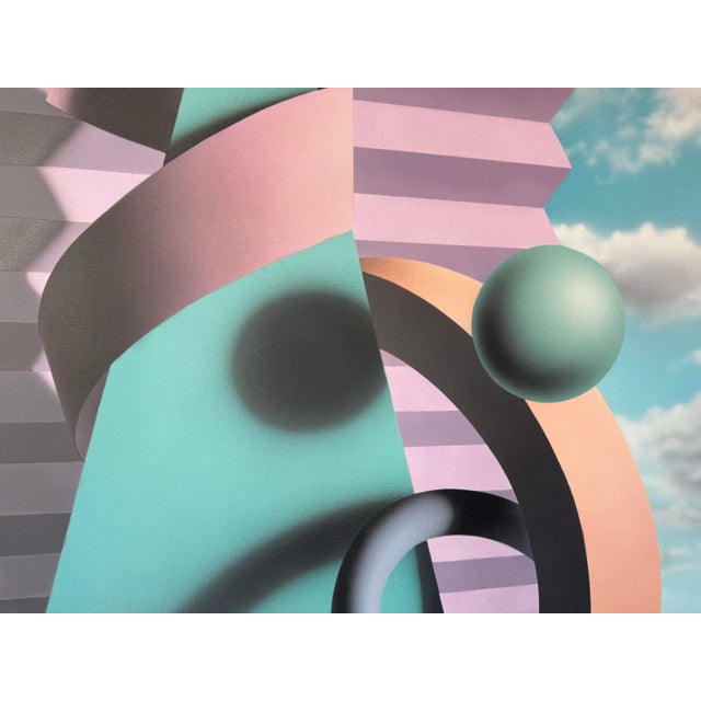 Large 1980s Postmodern Geometric Abstract Acrylic on Canvas Painting by Jack McVey For Sale In Miami - Image 6 of 12