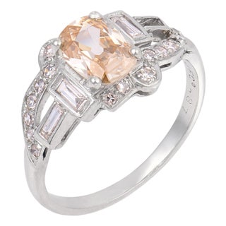 1920s Art Deco Gia 0.80 Carat Old Mine Cut Diamond Platinum Engagement Ring, Size 6 For Sale