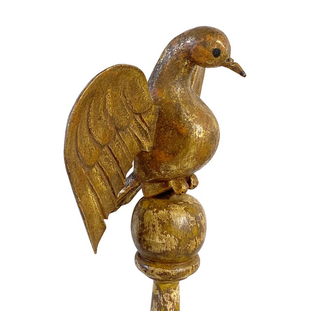 Vintage Hand Carved Wood Bird Sculpture on Finial 19" H For Sale In New York - Image 6 of 10
