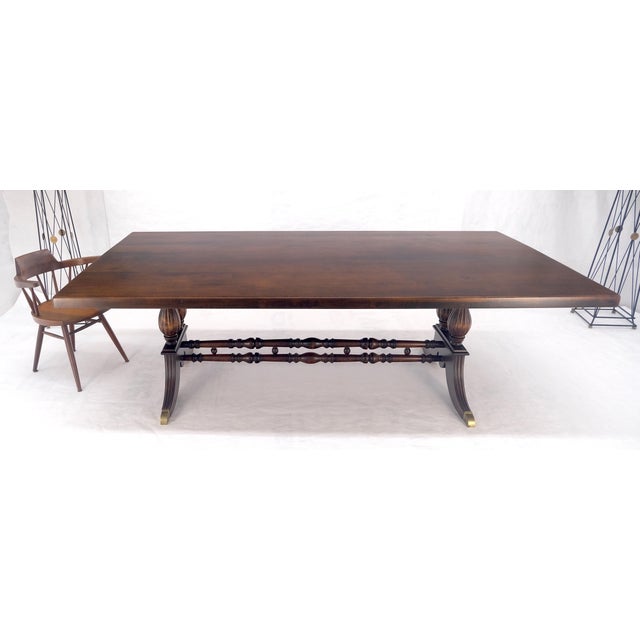 Brown Large 51x96” Rectangle 2” Solid Maple c1940s Dining Conference Table MINT For Sale - Image 8 of 14