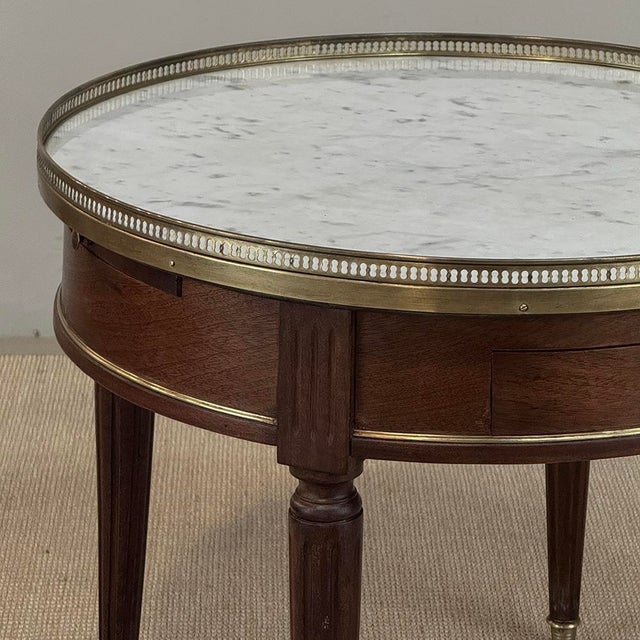 Antique French Louis XVI Mahogany Marble Top Bouillotte Table For Sale - Image 14 of 18
