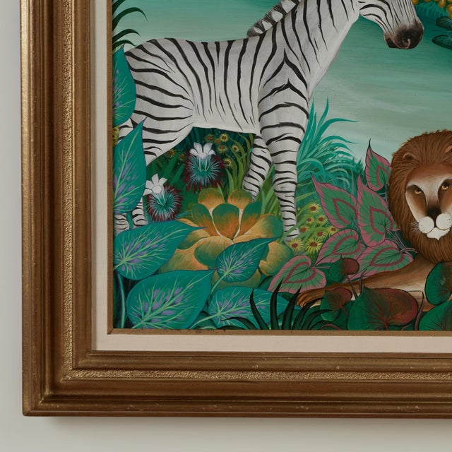 Vintage Painting of Animals in a Jungle by Gustavo Novoa For Sale - Image 9 of 13